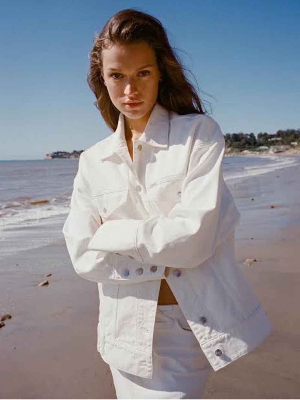 STAUD White Denim Oversized Jacket